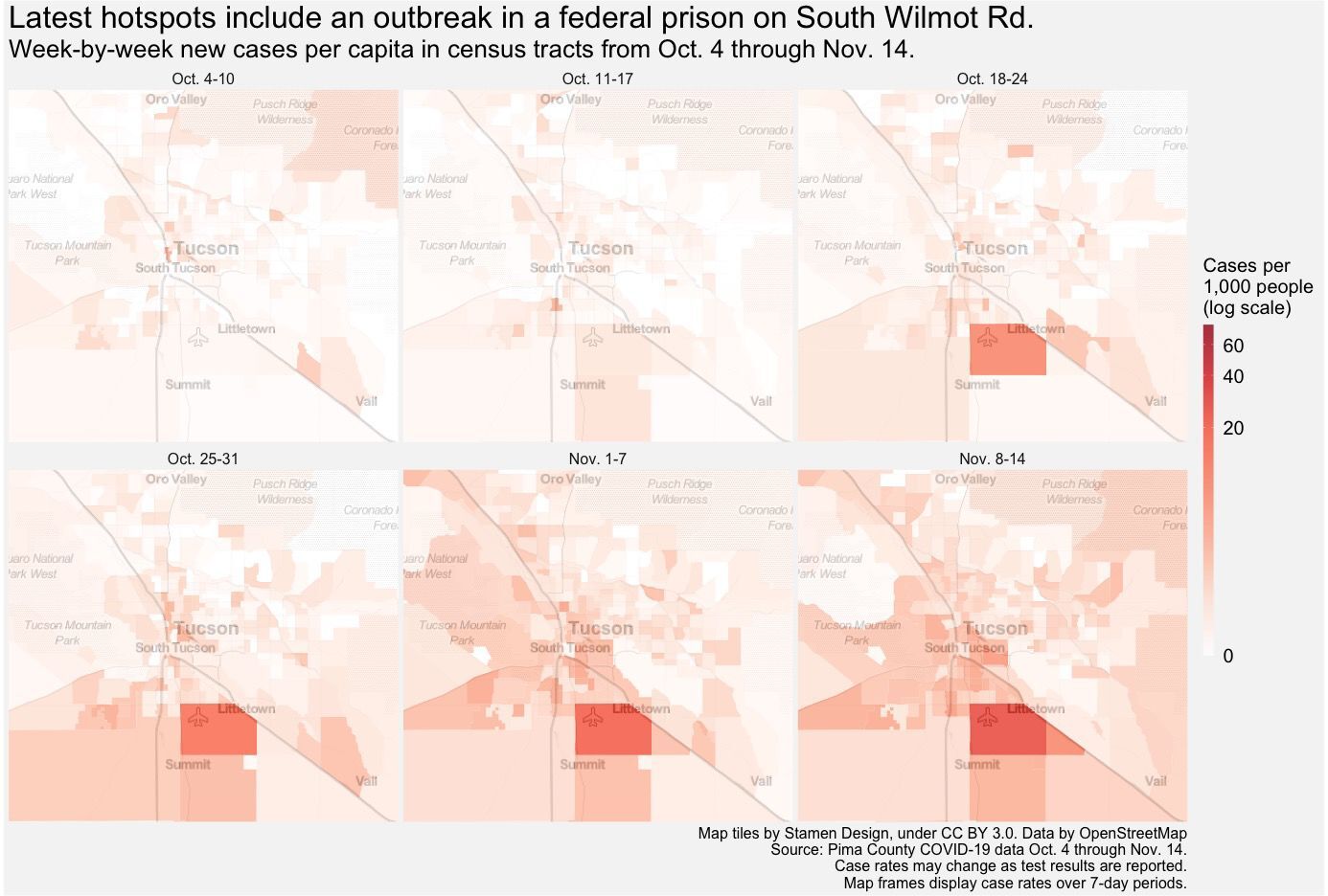 Map: COVID-19 in Tucson area Oct. 4 - Nov. 14